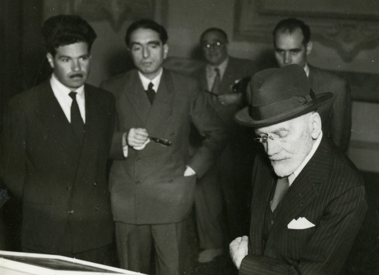 Michelangelo Muraro, Bernard Berenson, Rodolfo Pallucchini, G. Pedrocco, and R. Levi, 1949